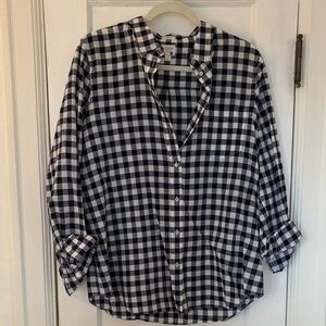 Jcrew Factory Boy-fit Navy Gingham button-down shirt